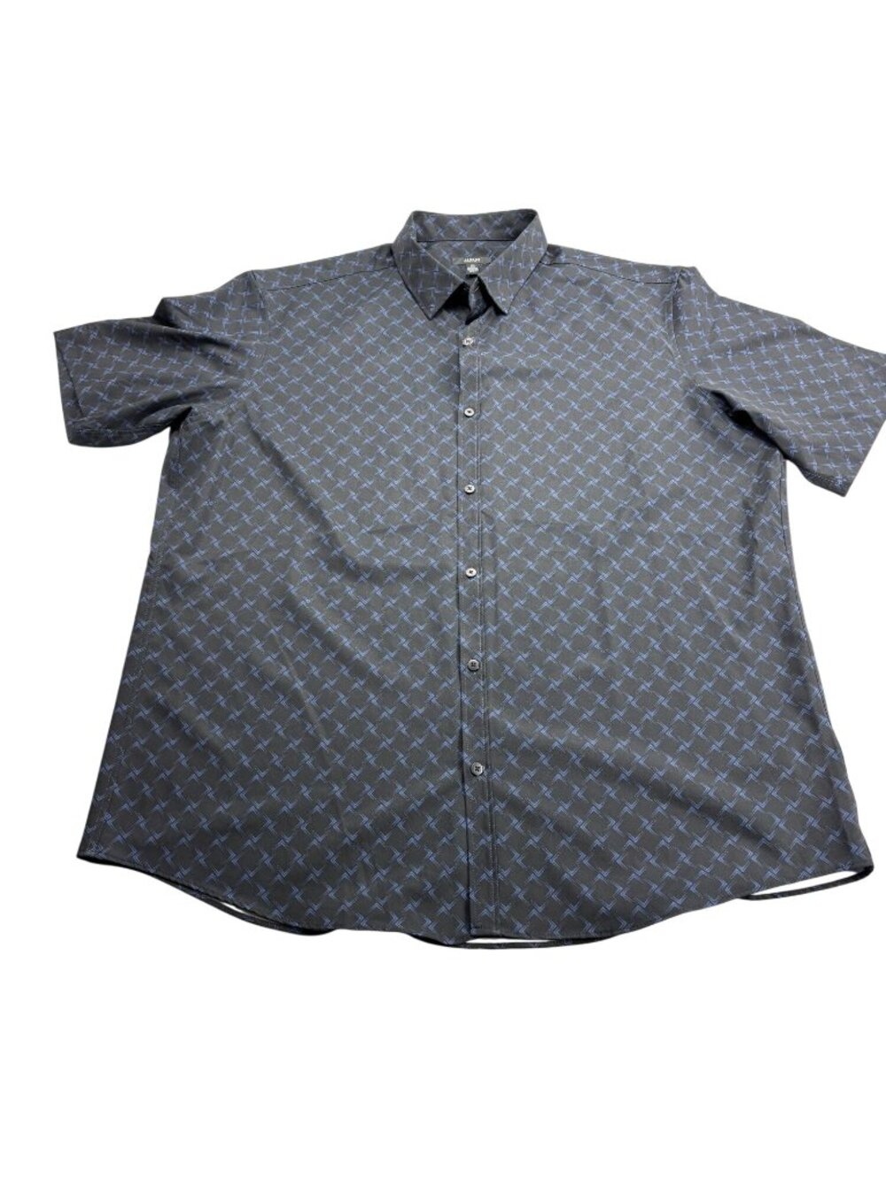 Alfani Mens XXL Geometric Button-Up Short Sleeve Shirt Recycled Polyester
